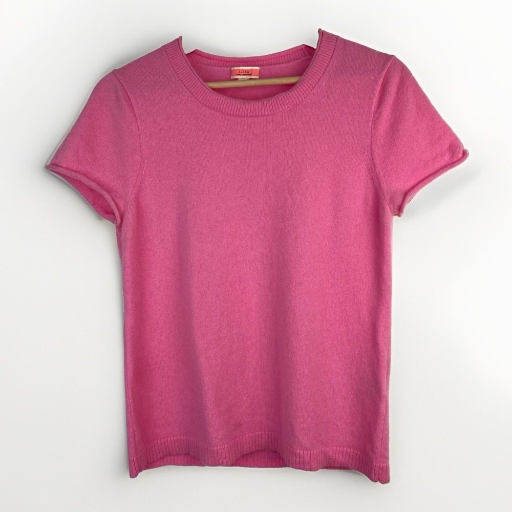 J. Crew Women's M Pink 100% Cashmere Short Sleeve Pullover Sweater